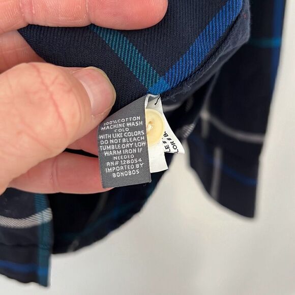 Bonobos Men’s Long Sleeve Casual Button Down Size XL Navy Blue Green White Plaid - Picture 5 of 9